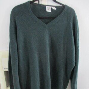 Vintage Field Gear 100% Cashmere thick classic V-neck Sweater forest green xl